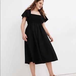 Madewell Linen-Blend Lucie Smocked Midi Dress
